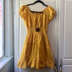Authentic Peru Yellow Embroidered Dress